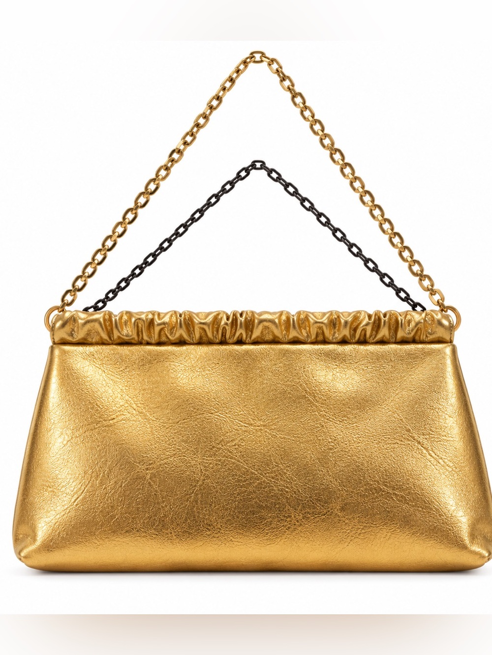 Gold Metallic Chain-Handle Women’s Bag
